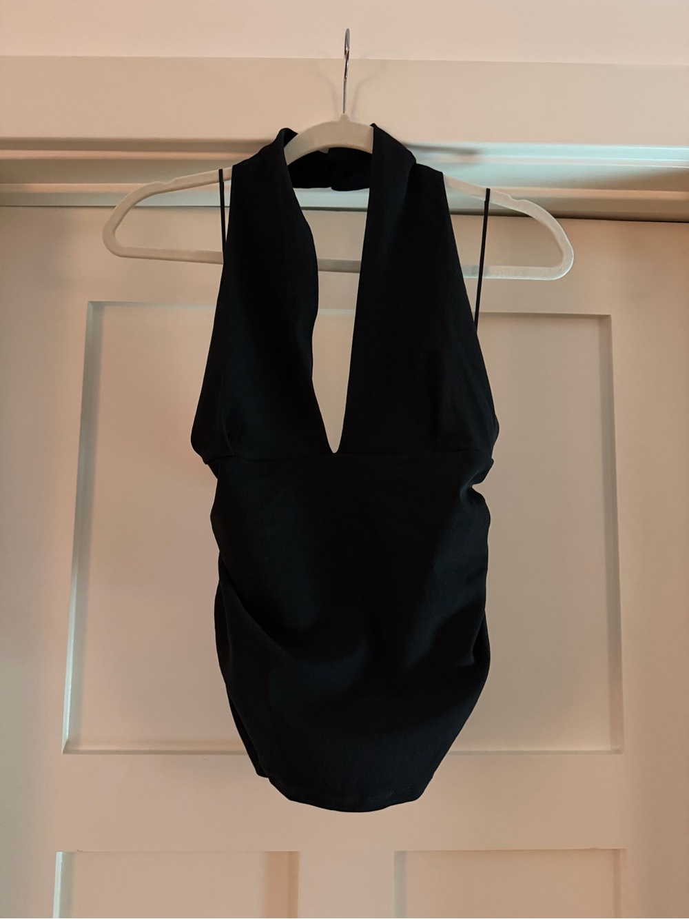 Black Deep V Halter Top